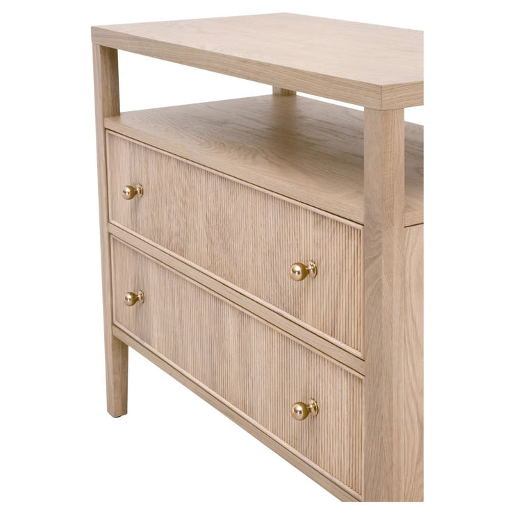 Essentials For Living Highland Open Shelf 2-Drawer Nightstand~ Natural Oak