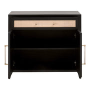 Essentials For Living Holland Media Chest ~ Brushed Black Acacia, Natural Ratten
