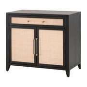 Essentials For Living Holland Media Chest ~ Brushed Black Acacia, Natural Ratten