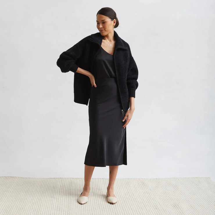 Kashwere Ultra Plush Women’s Black / Dark Grey Cozy Full Zip Jacket