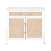 Essentials For Living Holland Media Chest~ Matte White, Natural Ratten