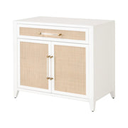Essentials For Living Holland Media Chest~ Matte White, Natural Ratten