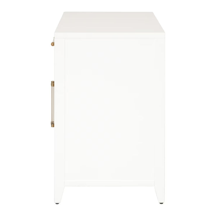 Essentials For Living Holland Media Chest~ Matte White, Natural Ratten