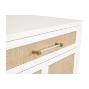 Essentials For Living Holland Media Chest~ Matte White, Natural Ratten