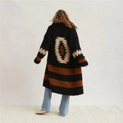 Kashwere Ultra Soft Women’s Aztec Shawl Collar Coat Black, Chestnut & Teddy