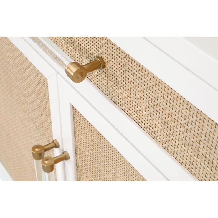 Essentials For Living Holland Media Chest~ Matte White, Natural Ratten