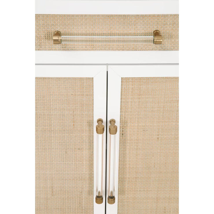 Essentials For Living Holland Media Chest~ Matte White, Natural Ratten