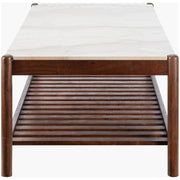 Surya Guapa Modern Cream Marble and Brushed Acacia Wood Coffee Table