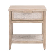 Essentials For Living Malay 1-Drawer Nightstand ~ White Wash Abaca Rope, Natural Gray Mahogany