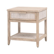 Essentials For Living Malay 1-Drawer Nightstand ~ White Wash Abaca Rope, Natural Gray Mahogany