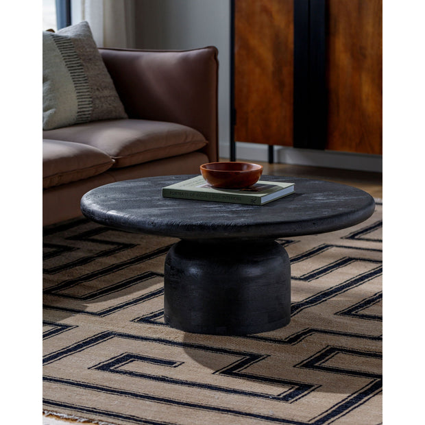 Surya Koben Modern Black Sandblasted Mango Wood Coffee Table