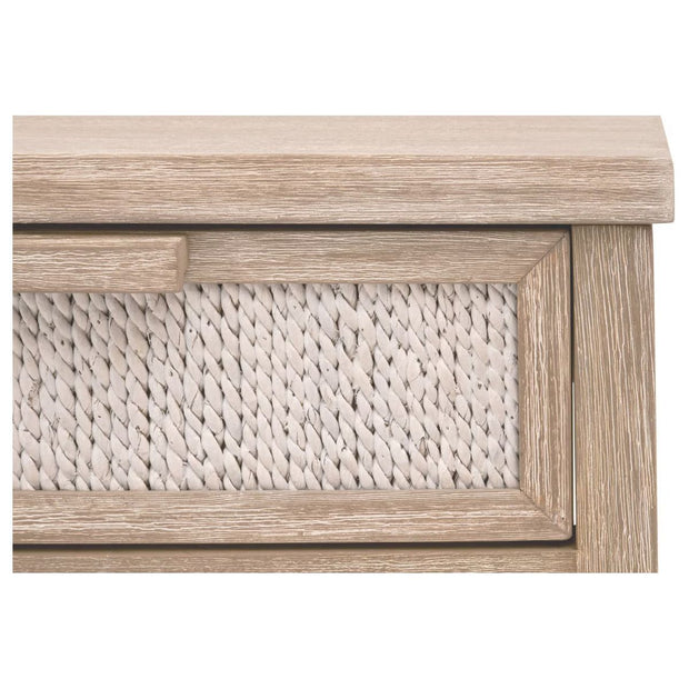 Essentials For Living Malay 1-Drawer Nightstand ~ White Wash Abaca Rope, Natural Gray Mahogany