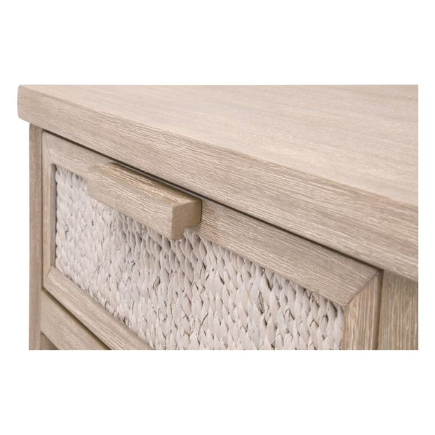 Essentials For Living Malay 1-Drawer Nightstand ~ White Wash Abaca Rope, Natural Gray Mahogany