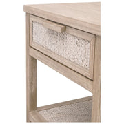 Essentials For Living Malay 1-Drawer Nightstand ~ White Wash Abaca Rope, Natural Gray Mahogany