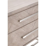 Essentials For Living Mosaic  2-Drawer Nightstand~ Natural Gray Acacia, Brushed Stainless Steel Hardware