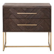 Essentials For Living Mosaic  2-Drawer Nightstand ~ Rustic Java Acacia, Brushed Gold Hardware