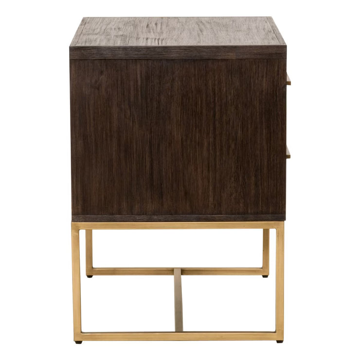 Essentials For Living Mosaic  2-Drawer Nightstand ~ Rustic Java Acacia, Brushed Gold Hardware