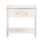 Essentials For Living Sonia Shagreen 1-Drawer Nightstand ~ Pearl Shagreen, Lucite and Brushed Brass Hardware