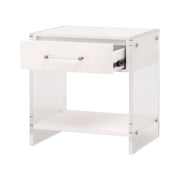 Essentials For Living Sonia Shagreen 1-Drawer Nightstand ~ Pearl Shagreen, Lucite and Brushed Brass Hardware