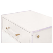 Essentials For Living Sonia Shagreen 1-Drawer Nightstand ~ Pearl Shagreen, Lucite and Brushed Brass Hardware
