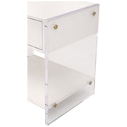Essentials For Living Sonia Shagreen 1-Drawer Nightstand ~ Pearl Shagreen, Lucite and Brushed Brass Hardware