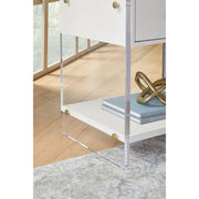 Essentials For Living Sonia Shagreen 1-Drawer Nightstand ~ Pearl Shagreen, Lucite and Brushed Brass Hardware