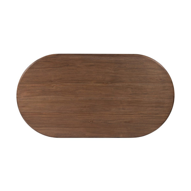 Four Hands Paden Oval Coffee Table 65” ~ Seasoned Brown Acacia Wood Finish