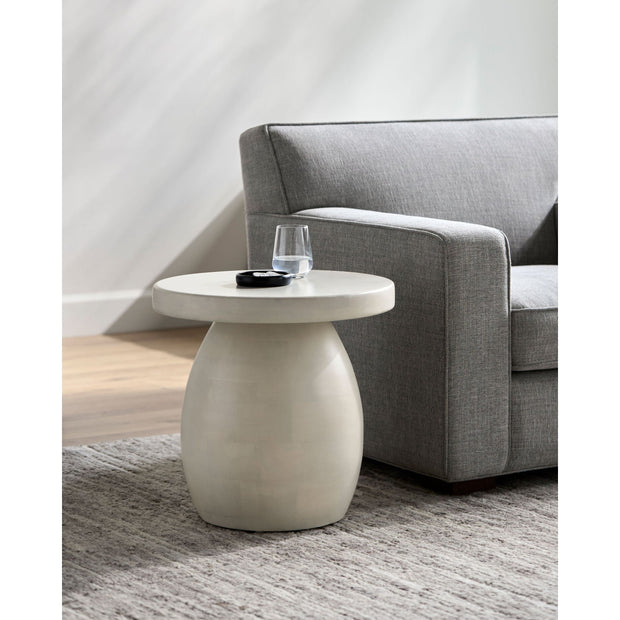 Surya Gant Modern White Mango Wood Round End Table