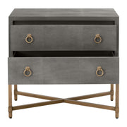 Essentials For Living Strand Shagreen 2-Drawer Nightstand ~ Gray Shagreen, Brushed Gold Hardware