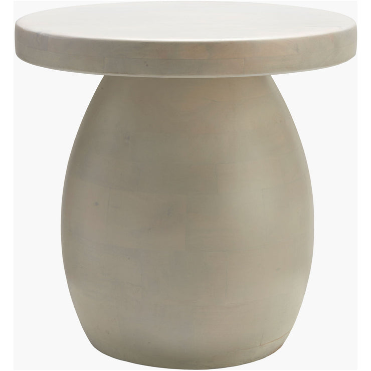 Surya Gant Modern White Mango Wood Round End Table