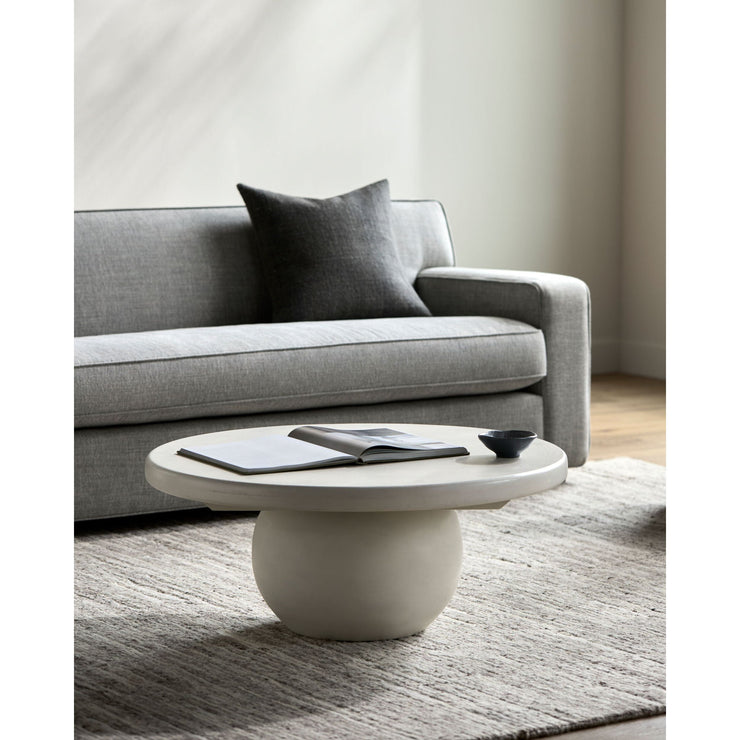 Surya Gant Modern White Mango Wood Round Coffee Table