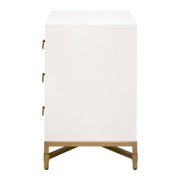 Essentials For Living Strand Shagreen 3-Drawer Nightstand~ Pearl Shagreen, Brushed Gold Hardware