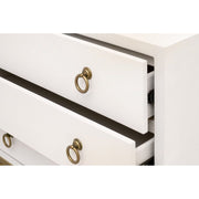 Essentials For Living Strand Shagreen 3-Drawer Nightstand~ Pearl Shagreen, Brushed Gold Hardware