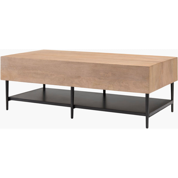 Surya Timo Modern Mango Wood and Iron Coffee Table