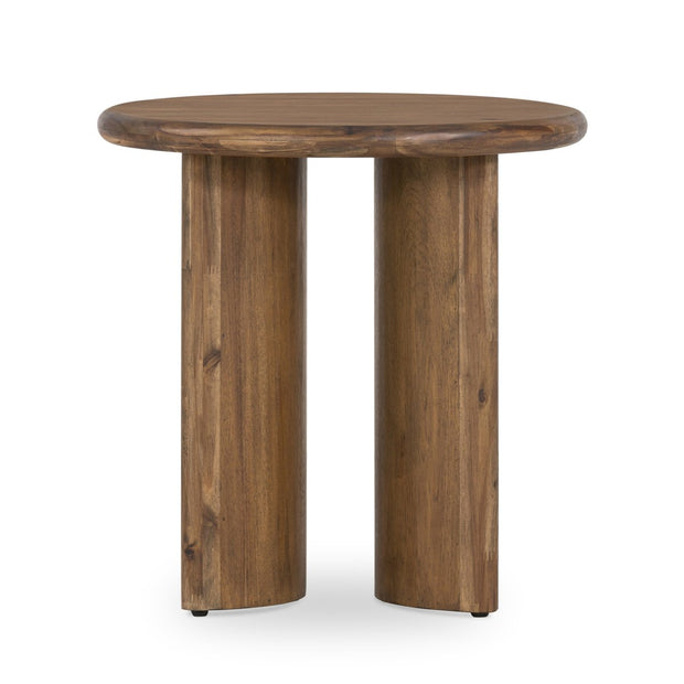 Four Hands Paden Round End Table ~ Seasoned Brown Acacia Wood Finish