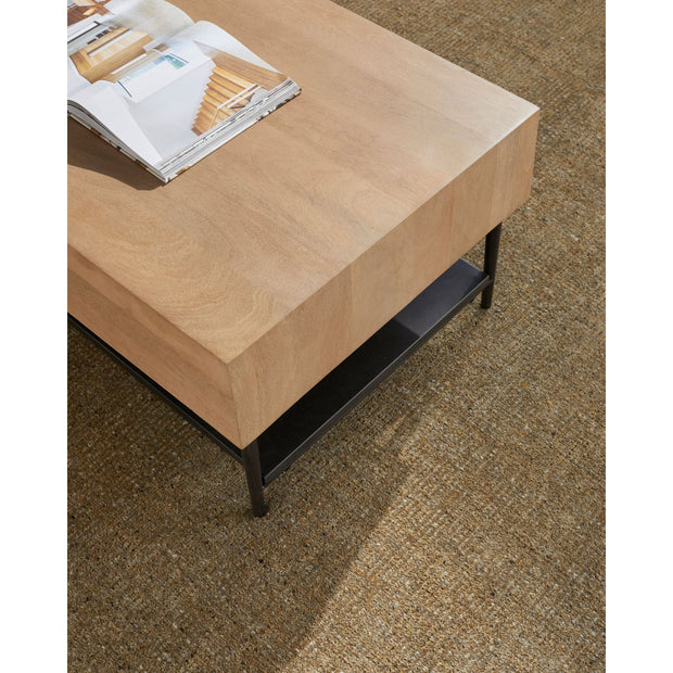 Surya Timo Modern Mango Wood and Iron Coffee Table