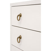 Essentials For Living Strand Shagreen 3-Drawer Nightstand~ Pearl Shagreen, Brushed Gold Hardware