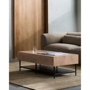 Surya Timo Modern Mango Wood and Iron Coffee Table