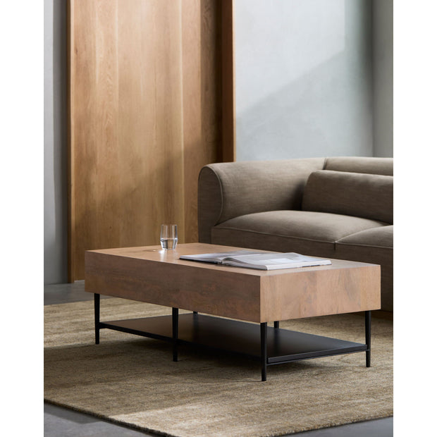 Surya Timo Modern Mango Wood and Iron Coffee Table