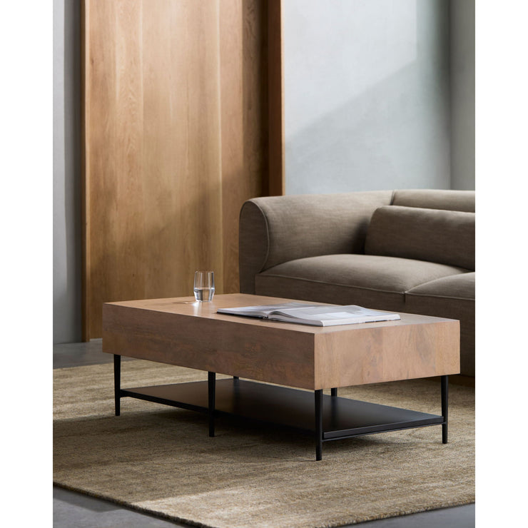 Surya Timo Modern Mango Wood and Iron Coffee Table