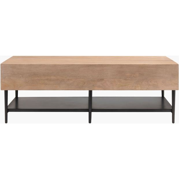 Surya Timo Modern Mango Wood and Iron Coffee Table