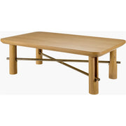 Surya Valdo Modern Natural Oak and Brass Coffee Table