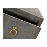 Essentials For Living Strand Shagreen 3-Drawer Nightstand ~ Gray Shagreen, Brushed Gold Hardware