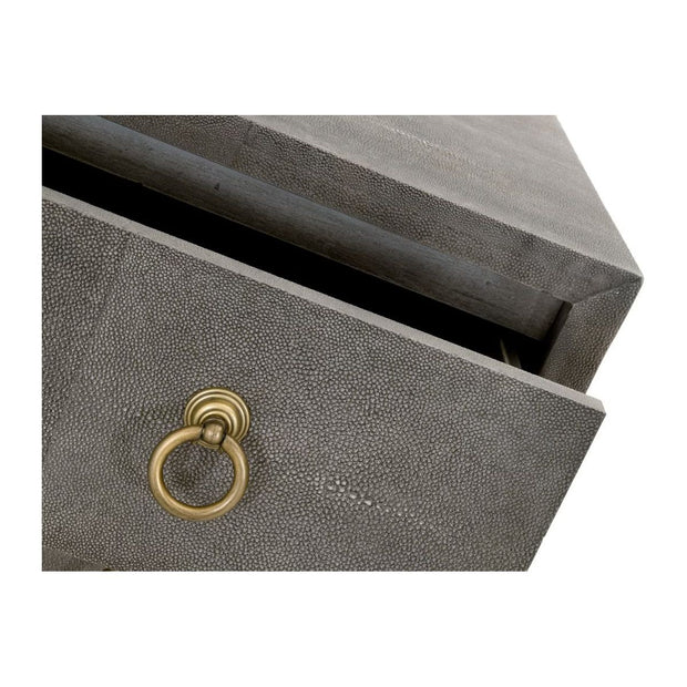 Essentials For Living Strand Shagreen 3-Drawer Nightstand ~ Gray Shagreen, Brushed Gold Hardware