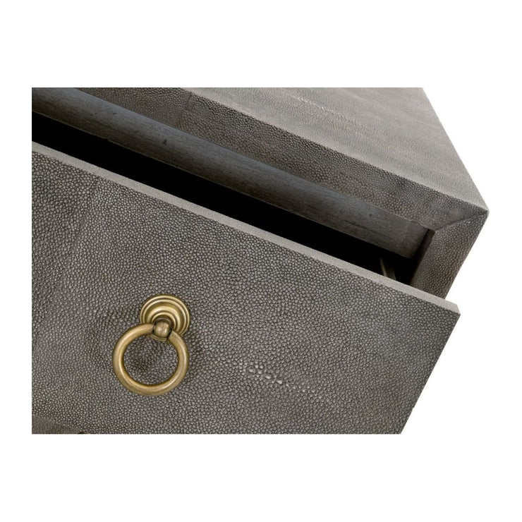 Essentials For Living Strand Shagreen 3-Drawer Nightstand ~ Gray Shagreen, Brushed Gold Hardware