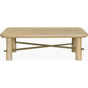 Surya Valdo Modern Natural Oak and Brass Coffee Table
