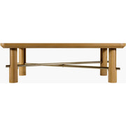 Surya Valdo Modern Natural Oak and Brass Coffee Table