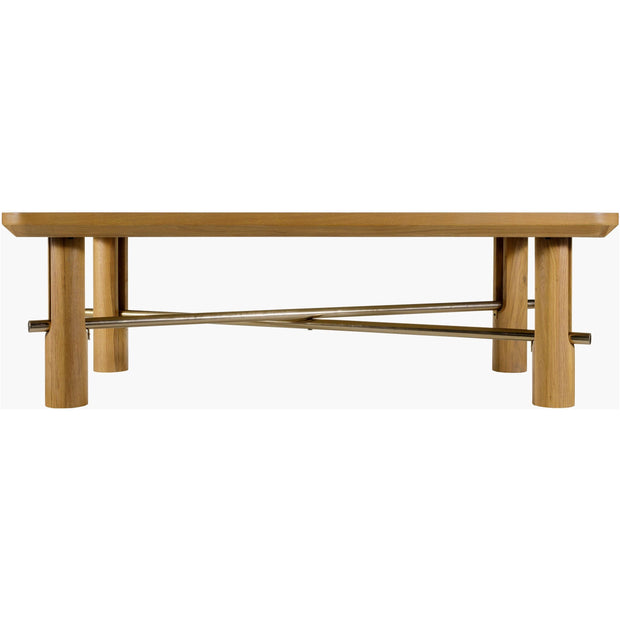 Surya Valdo Modern Natural Oak and Brass Coffee Table