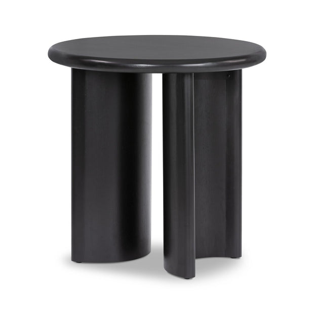 Four Hands Paden Round End Table ~ Aged Black Acacia Wood Finish