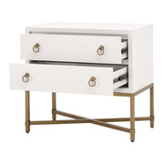 Essentials For Living Strand Shagreen 2-Drawer Nightstand ~ Pearl Shagreen, Brushed Gold Hardware